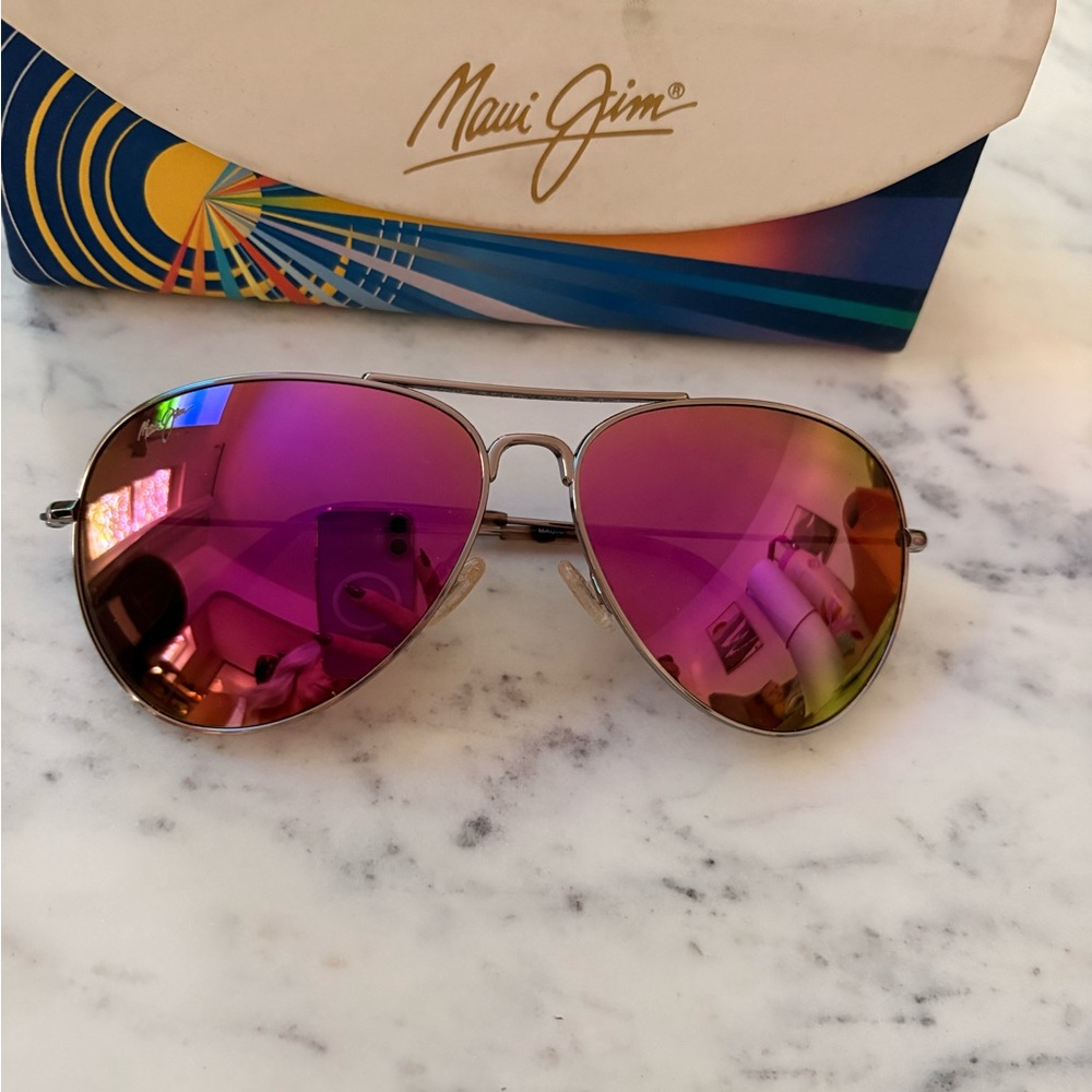 Maui Jim Aviator Sunglasses with Purple Lenses